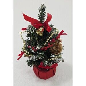 Mini Tabletop Christmas Tree 8" Fully Decorated Artificial Small Potted Xmas Dec